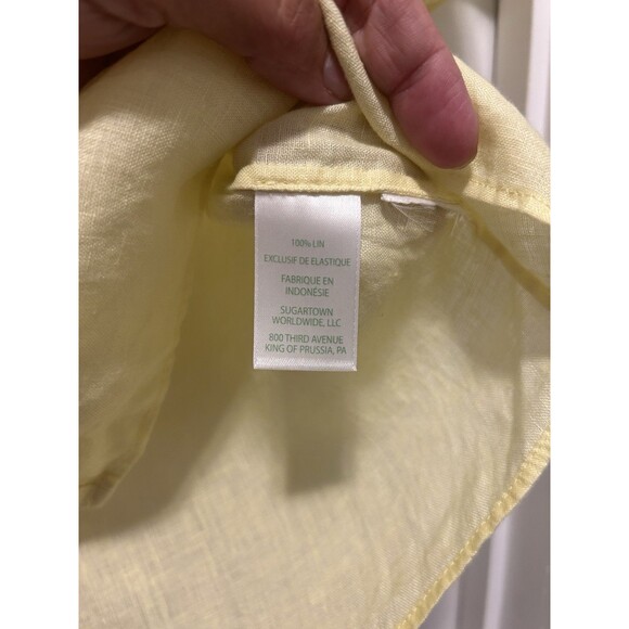 Lilly Pulitzer Tayla linen top Creme Fraiche Lemon Yellow Buttons Size Small - Picture 5 of 6
